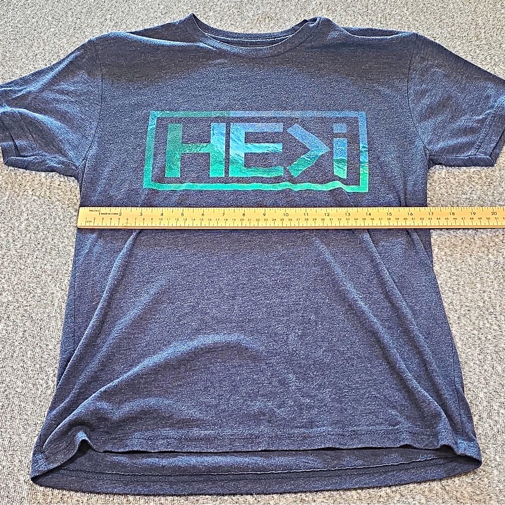 HEXi Mens Graphic Logo Crew Neck T-Shirt Size M Gray Short Sleeve